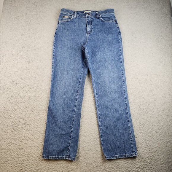 LEE Jeans Women's 8M Blue Curvy Relaxed at the Waist Straight Leg Denim Pants - Picture 1 of 13